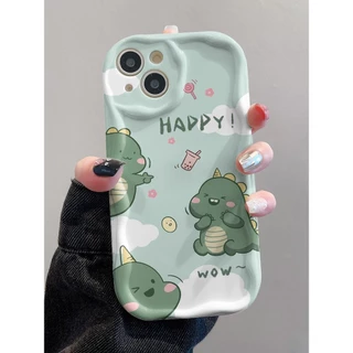 【ส่งจากไทย】จัดส่งภายใน 48 ชั่วโมง 3Dการ์ตูนไดโนเสาร์มีความสุข เคสสำหรับไอโฟน11 For iPhone 11 12 13Pro Max 7 8 Plus SE2