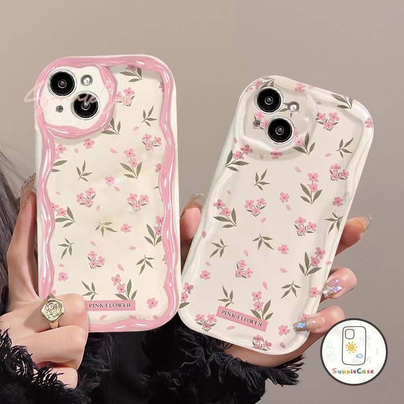 น่ารักสีชมพูดอกไม้แฟชั่นดอกไม้โรแมนติก ที่อยู่อาศัย เข้ากันได้ iPhone XR X XS Max 12 11 15 14 13 Pro Max 14 8 15 7 Plus