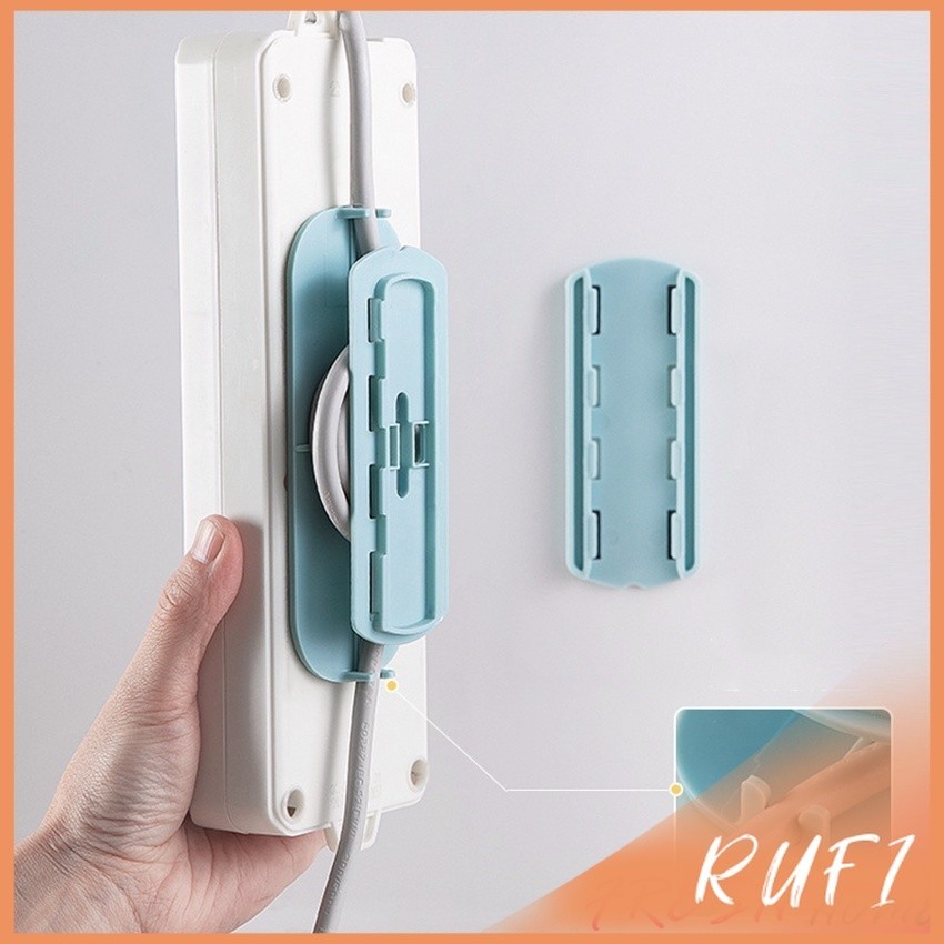 RUFI ที่เก็บสายปลั๊กไฟ 2 in 1 ที่ยึดรางแบบแขวนผนังไร้รอย ตัวยึดรางปลั๊ก Socket retainer
