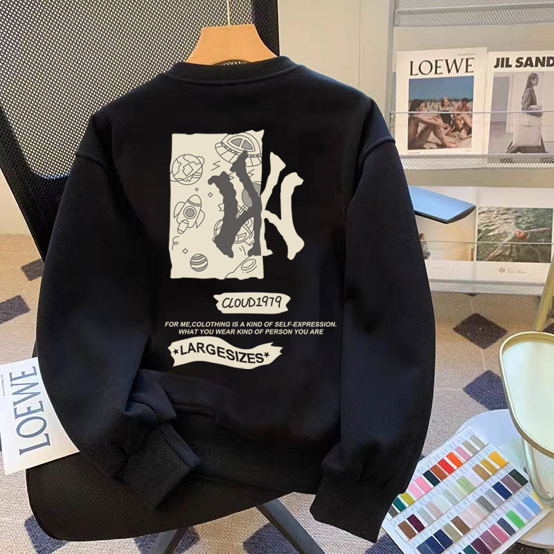 เสื้อกันหนาวแขนยาว คอกลม ผ้าฝ้าย พิมพ์ลายการ์ตูน ขนาดใหญ่ แฟชั่นฤดูใบไม้ร่วง สไตล์เกาหลี สําหรับผู้หญิง และผู้ชาย