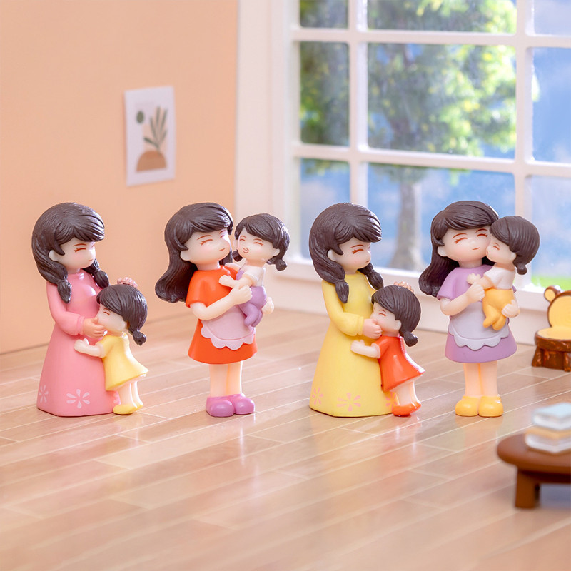 โมเดลแม่และลูกสาว ขนาดเล็ก สําหรับตกแต่งสวนบอนไซ 1 ชิ้น