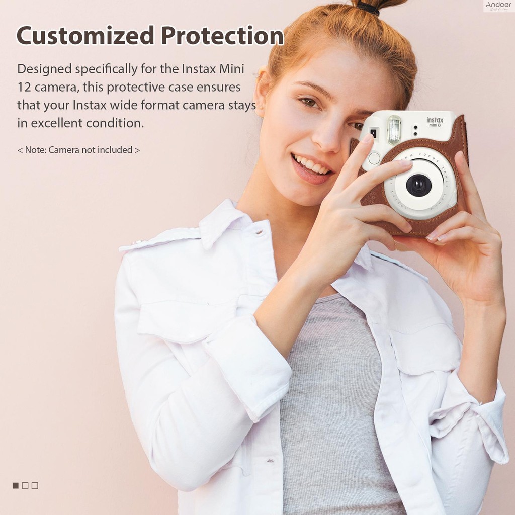 กระเป๋ากล้อง หนัง PU หัวเข็มขัดแม่เหล็ก พร้อมสายคล้องไหล่ สําหรับ Fujifilm Instax Mini 12 11 9 8