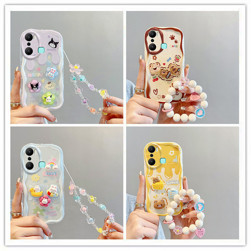 เคส infinix hot 20i เคสโทรศัพท์มือถือ ลายตุ๊กตา 3D สีครีม สําหรับ