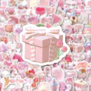 สีชมพู 3D สติกเกอร์ 100PCS น่ารักที่มีสีสันไวนิล Decals สติกเกอร์กันน้ําสําหรับเคสโทรศัพท์แล็ปท็อปกระเป๋าเดินทางเด็กของขวัญ