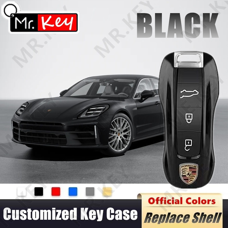 PORSCHE 【Mr.Key】เคสกุญแจรถยนต์ สีดํา สําหรับ Panamera Cayman Macan 911 991 Taycan