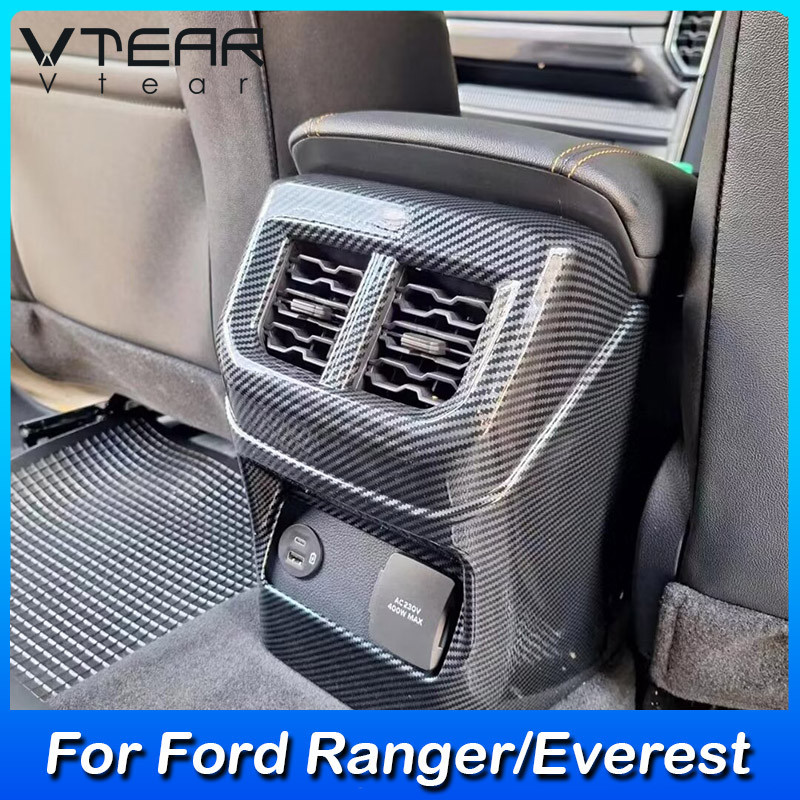 ฝาครอบท่อไอเสียรถยนต์ พลาสติก คาร์บอนไฟเบอร์ สําหรับ Ford Ranger / Ranger Raptor / Everest 2023 2024