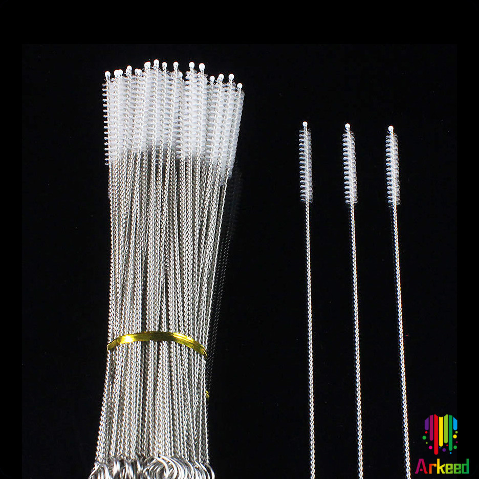 Arkeed แปรงล้างหลอดดูด จุกนม ขนไนล่อน ไม่ทำให้เป็นรอย  Stainless steel straw brush