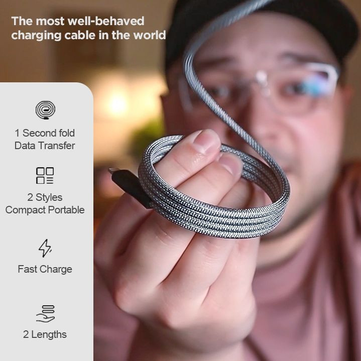 LIFEPLAZAสายชาร์จแบตแม่เหล็ก Magnetic charging data cable สายชาร์จ USB type C Lingting 120w PD Charging Cable