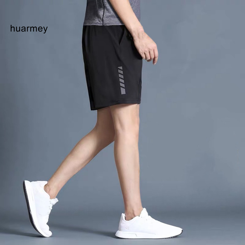 Huarmey กางเกงวอร์มขาสั้น เอวยางยืด มีกระเป๋า สําหรับผู้ชาย ใส่ออกกําลังกาย วิ่ง กลางแจ้ง