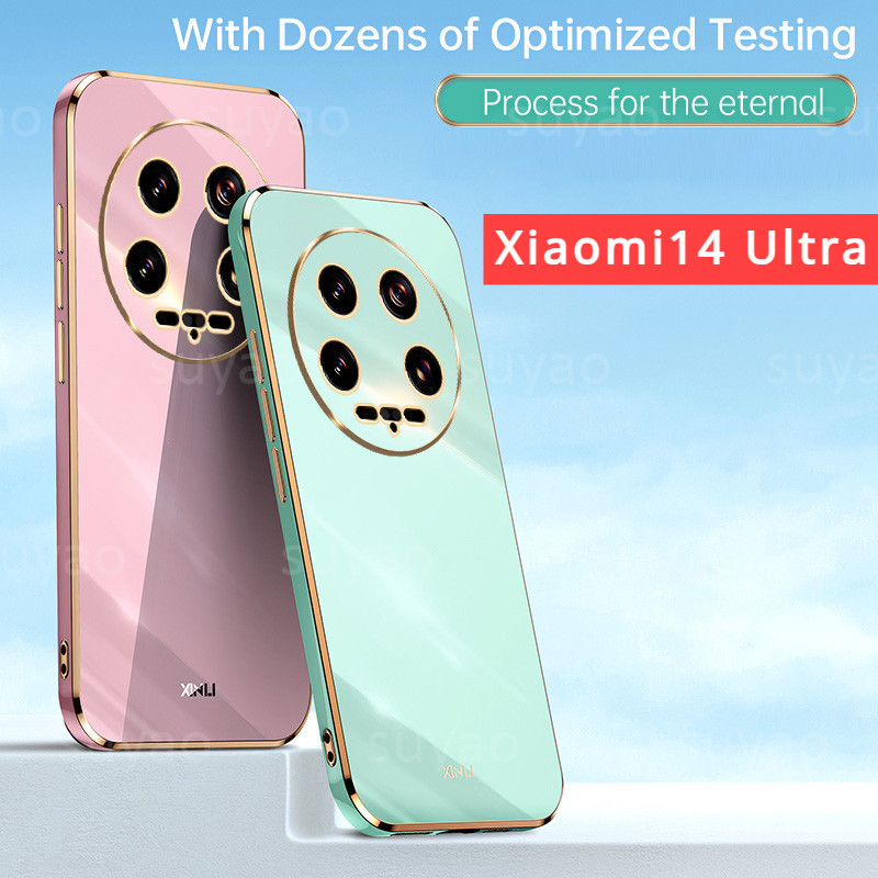 เคสโทรศัพท์มือถือแบบนิ่ม TPU กันกระแทก สีพื้น เรียบง่าย สําหรับ Xiaomi 14 Pro Ultra 14Ultra 5G 2024 Xiaomi14 Xiaomi14Ultra