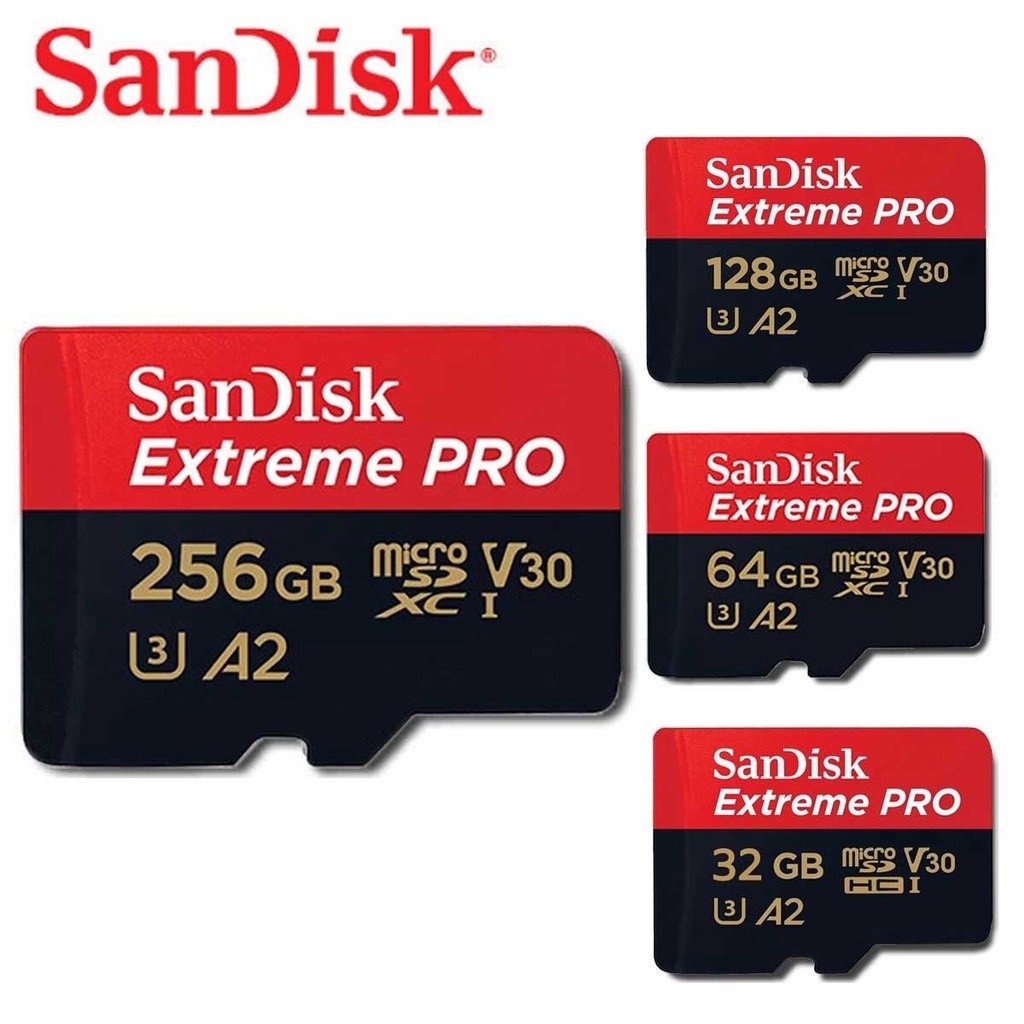 เมมโมรี่การ์ด Sandisk Extreme Pro microSD Card ความเร็ว 170MB/s ความจุ 32GB 64GB 128GB 256GB การ์ดหน่วยความจำ Class10 A2