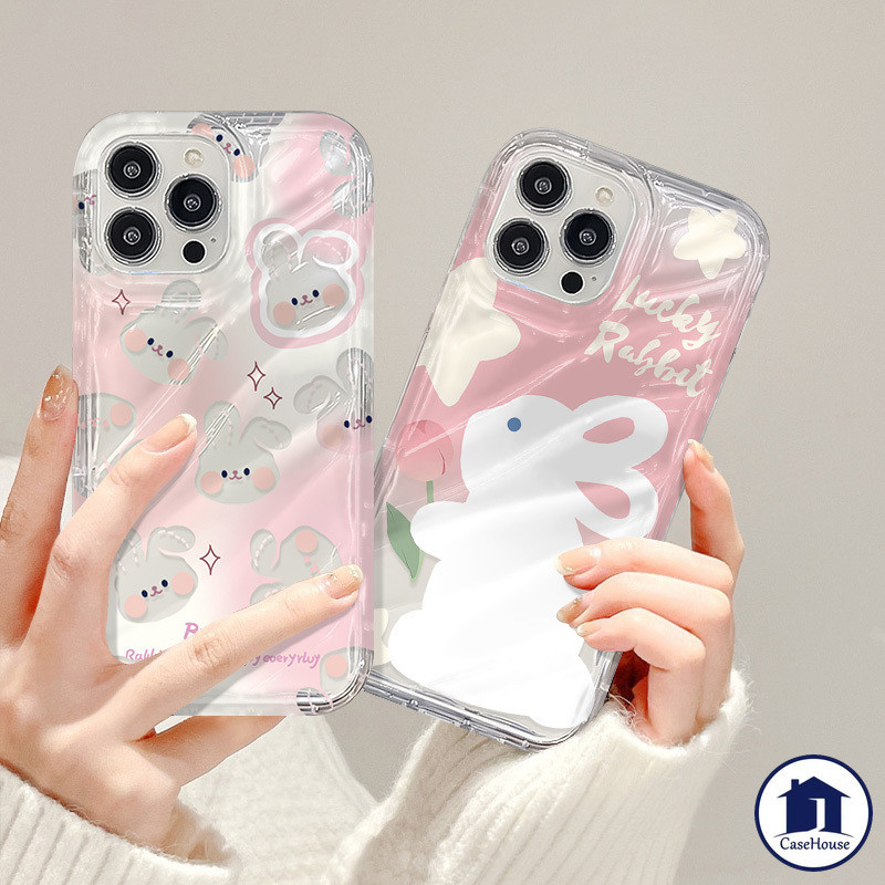 ส่งจากไทย กระต่ายน่ารักซอฟท์เคสเข้ากันได้สำหรับ iPhone 11 15 XR 13 11 12 14 15 Pro Max 6 7 8 6s 14 Plus X XS Max SE