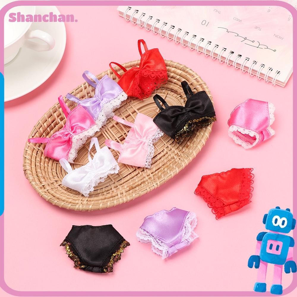 Shanchan ชุดนอนกระโปรง ผ้าลูกไม้ แฮนด์เมด สําหรับตุ๊กตา 3 ชิ้น ต่อชุด