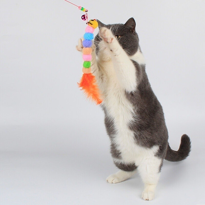 YTL ของเล่นแมว ไม้ตกแมว ไม้ล่อแมว ของเล่นเเมว มีกระดิ่งและฟู่สาย ไว้ล่อแมว คลาดเครียดคลายเหงา - รูปที่ 6