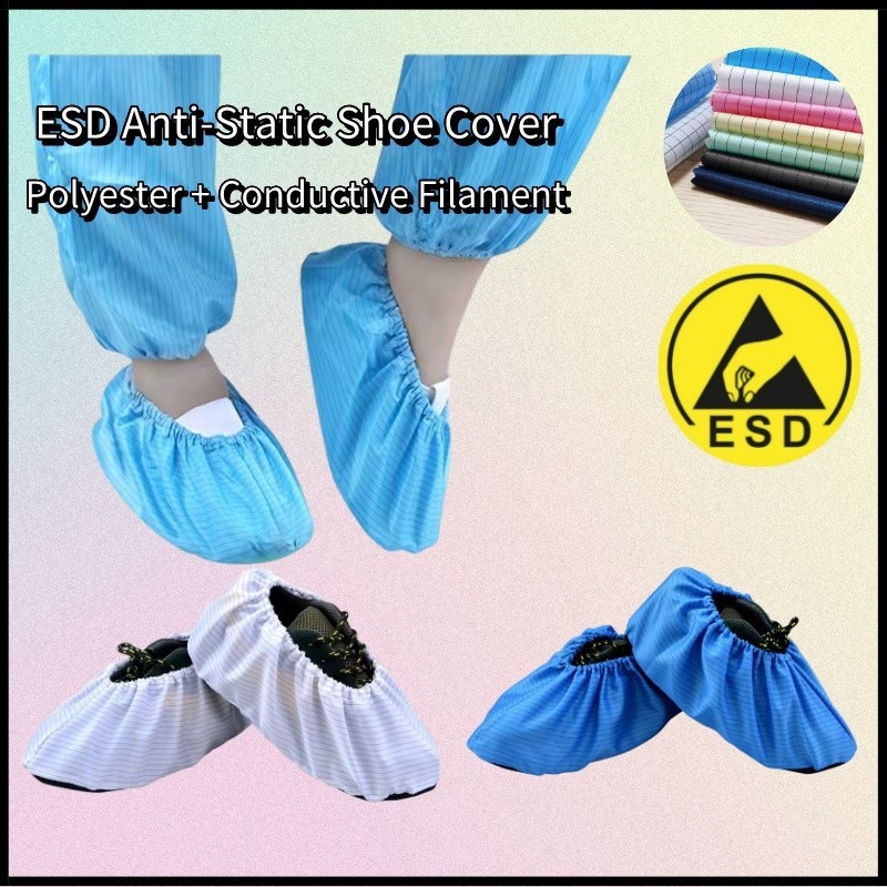 【 Uhome 】 ESD ป้องกันไฟฟ้าสถิตย์ ล้างทําความสะอาดได้ และนํากลับมาใช้ใหม่ได้ ผ้าคลุมรองเท้า ที่ครอบรอ