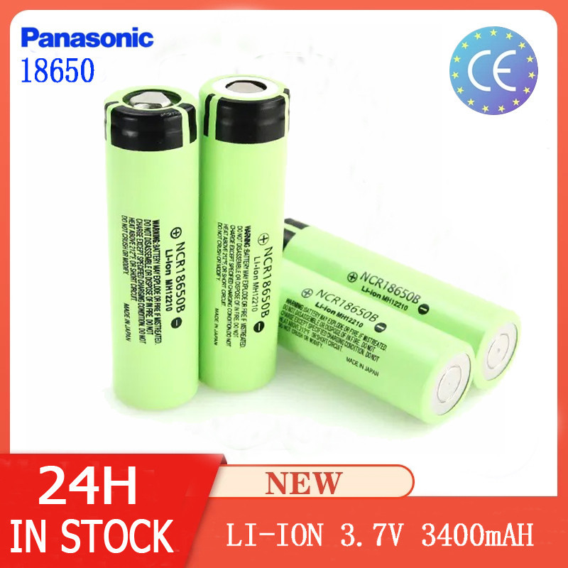 ถ่านชาร์จPanasonic แบตเตอรี่ 18650 3.7V 3400mAh ถ่านโซล่าเซล แบตเตอรี่ลิเธียม หัวแบน ถ่านชาร์จคุณภาพสูง Li-ion Battery