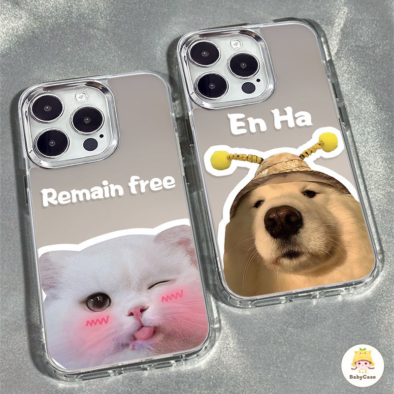 หรูหราชุบเลนส์โลหะน่ารักการ์ตูนตลกแมวสุนัขคู่กรณีเข้ากันได้สำหรับ IPhone 15 13 12 14 Pro Max 11 7P XR 7 8 Plus X XS Max