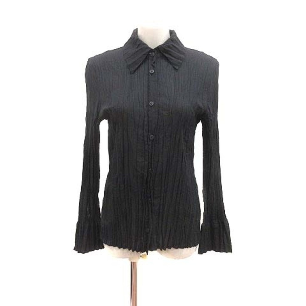 GEORGES RECH Shirt Blouse Pleated Flare Sleeve 38 Black Direct from Japan Secondhand