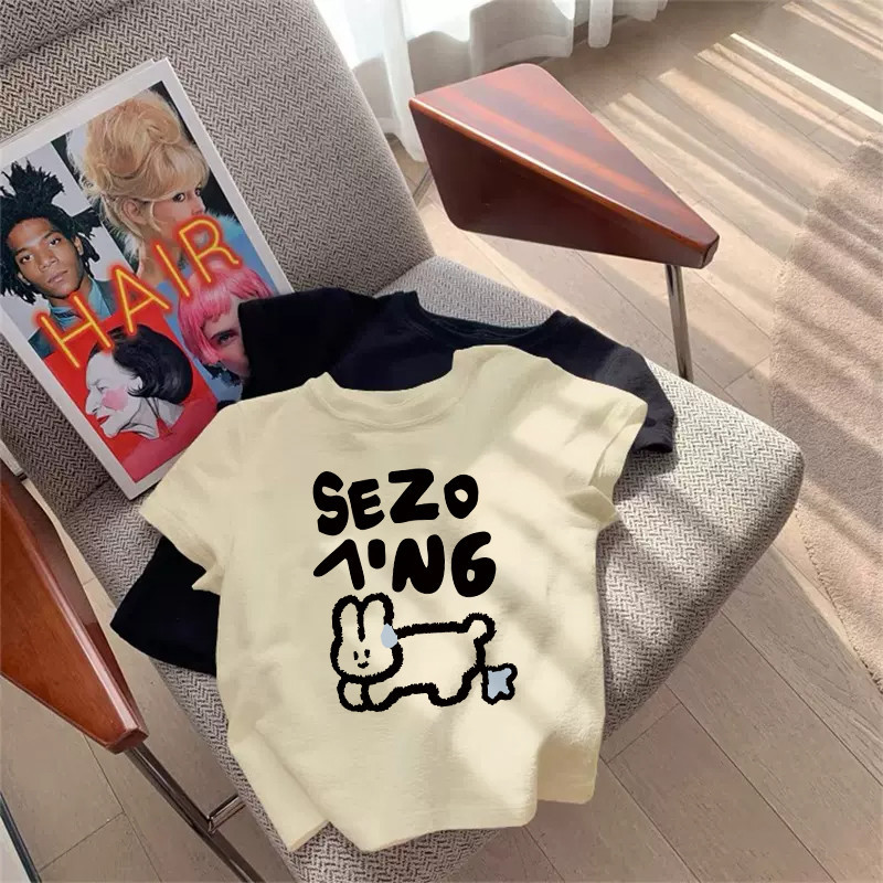 [ส่งจากโรงงาน]ออก24ชั่วโมง OOOK สวยสุดๆ! เสื้อยืดแขนสั้นพิมพ์ลายไหล่สีแอปริคอทสไตล์ญี่ปุ่นฤดูร้อนสำหรับผู้หญิง