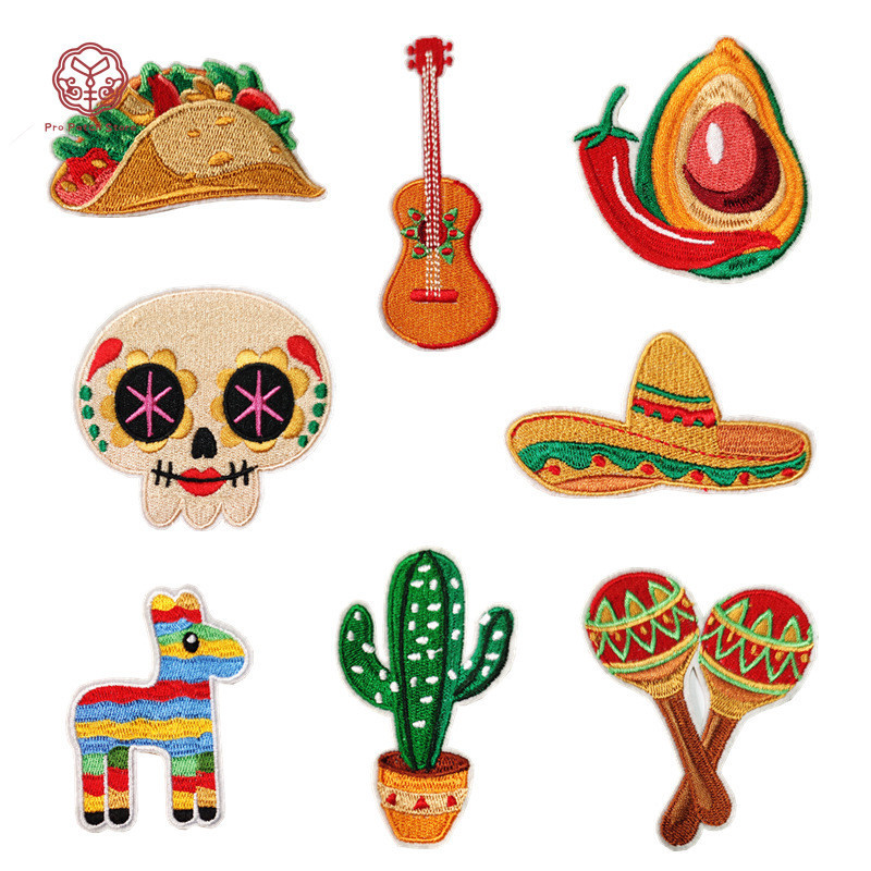 Pro Patch Store Mexico Element Series DIY แพทช์เย็บปักถักร้อยสําหรับสติกเกอร์เย็บปักถักร้อยแพทช์สําหรับสติกเกอร์ป้ายเสื้อผ้า