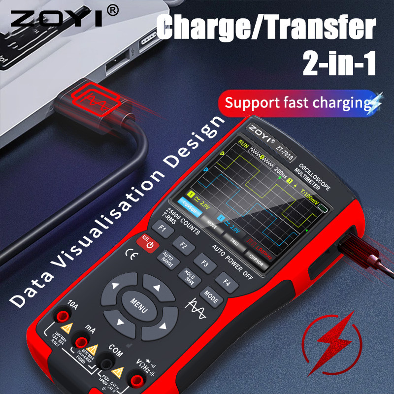 Zoyi Digital Oscilloscope มัลติมิเตอร์เครื่องทดสอบทรานซิสเตอร์ 50MHz Bandwidth 280MS Sampling Rate ราคา ถูกที่สุด ดีลบีเคเค แกลเลอรีภาพที่ 3