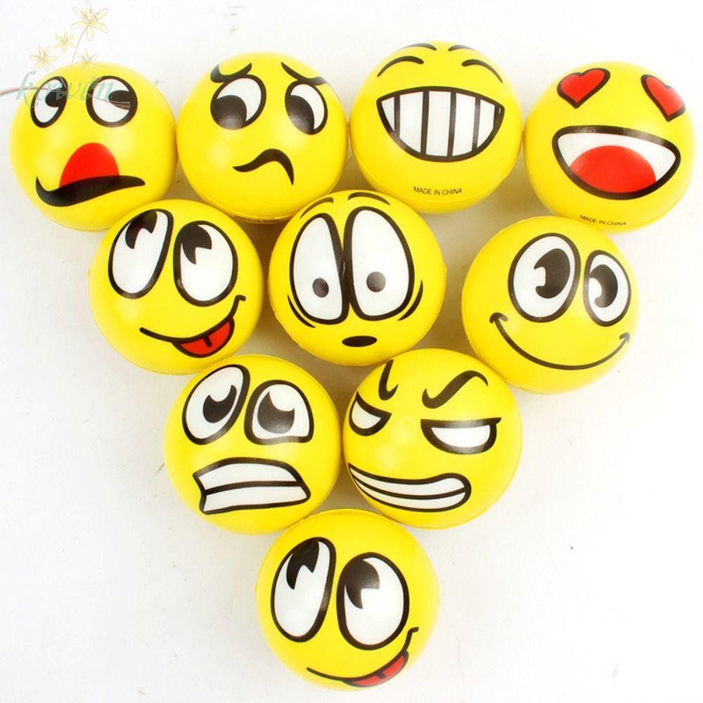 Kowen Smile Face Foam Ball, ฟองน้ํา PU Smile Face Squeeze Ball, เครื่องนวดเท้า Expression ยืดหยุ่นสี