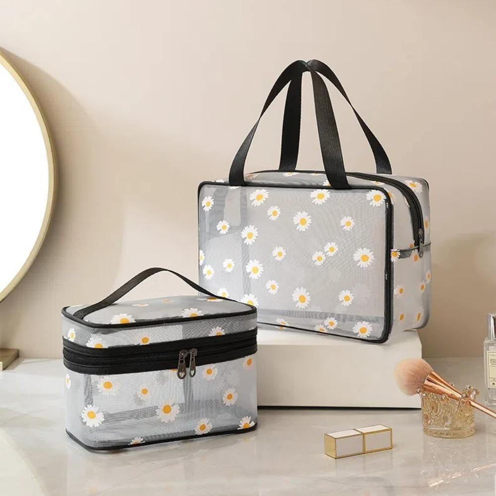 COOLSO Wash Bag, Mesh Lightweight Makeup Bag, กระเป๋าเครื่องสําอาง Daisy Flower ความจุขนาดใหญ่ ราคา ถูกที่สุด ดีลบีเคเค แกลเลอรีภาพที่ 3