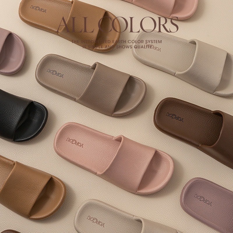 รองเท้าแตะกันลื่นสีพื้นเบสิคเรียบหรูพื้นนิ่มพรีเมี่ยมทรงสวยใส่สบายต้อนรับหน้าร้อน x034