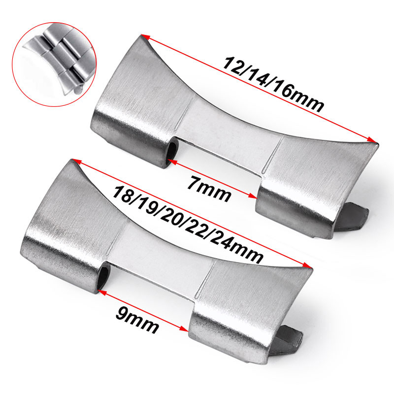 Universal นาฬิกาโค้ง End Link สแตนเลสสตีลโลหะสายนาฬิกา Arc End Link อะแดปเตอร์สําหรับ Seiko SKX007 SKX009 SKX173 SKX175 12 14 16 18 19 20 มม.22 มม.24 มม.