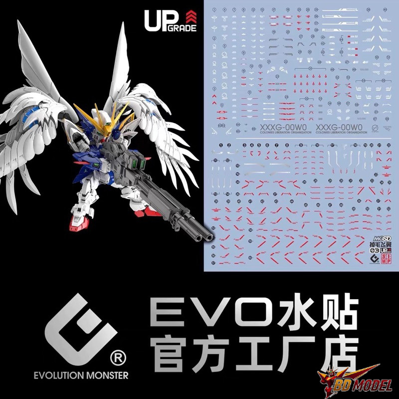 ✅พร้อมส่ง🔥 ดีคอลน้ำ Decal EVO MGSD Wing zero EW / Wing Snow White Prelude เรืองแสงแบล็คไลท์