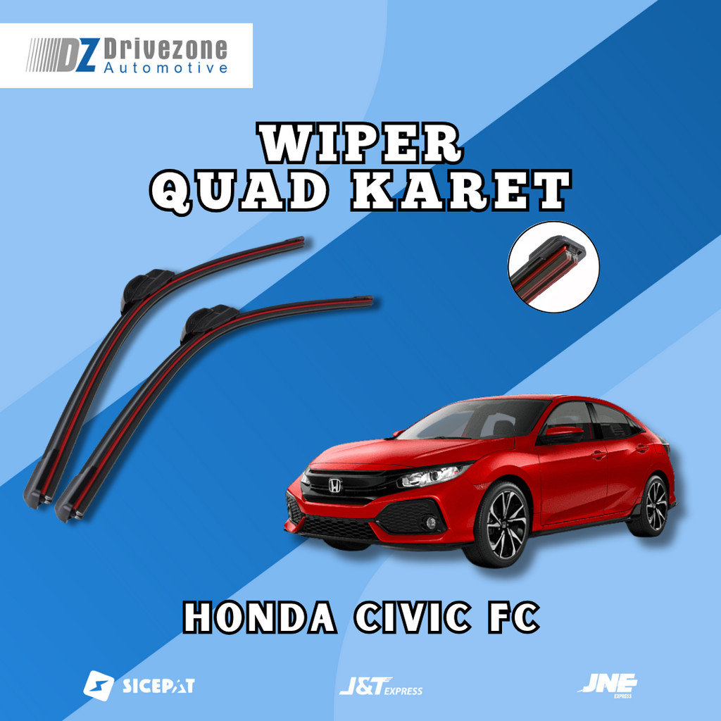 Honda Civic FC Frameless 4 ยาง Quad Blade Wiper 1 ชุด 2 ชิ้นซ้ายขวา W601