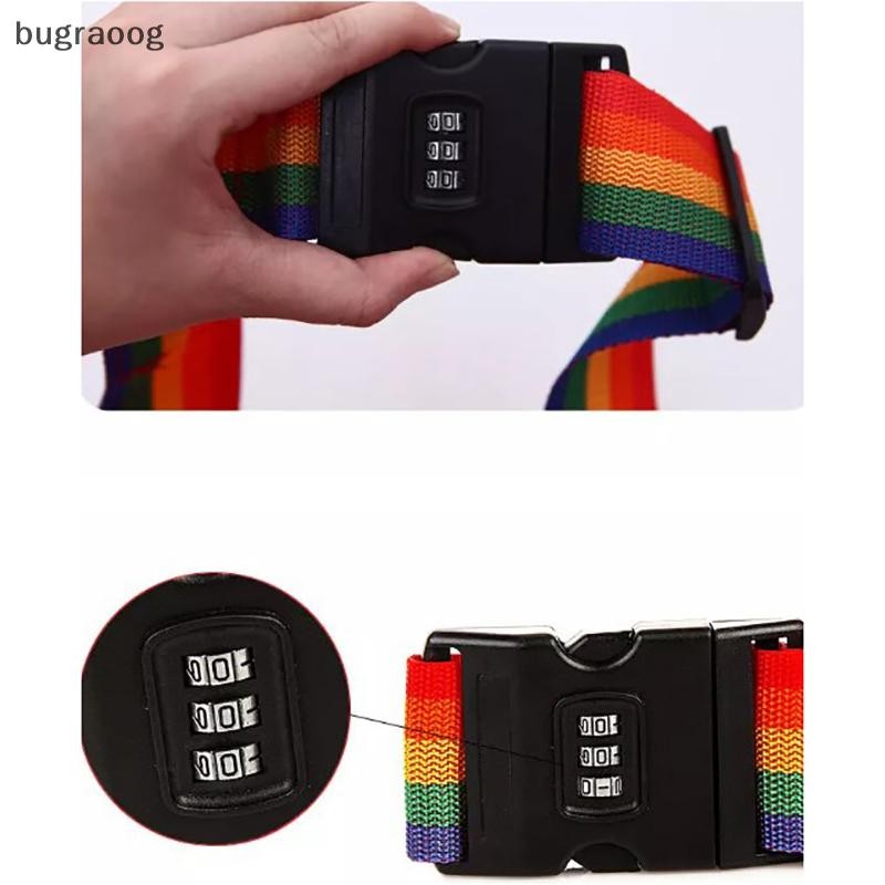 Bug 2 เมตร Rainbow รหัสผ่านล็อคกระเป๋าเดินทางกระเป๋า 3 หลักรหัสผ่านล็อคสายคล้องคอ Baggage เข็มขัด raoog