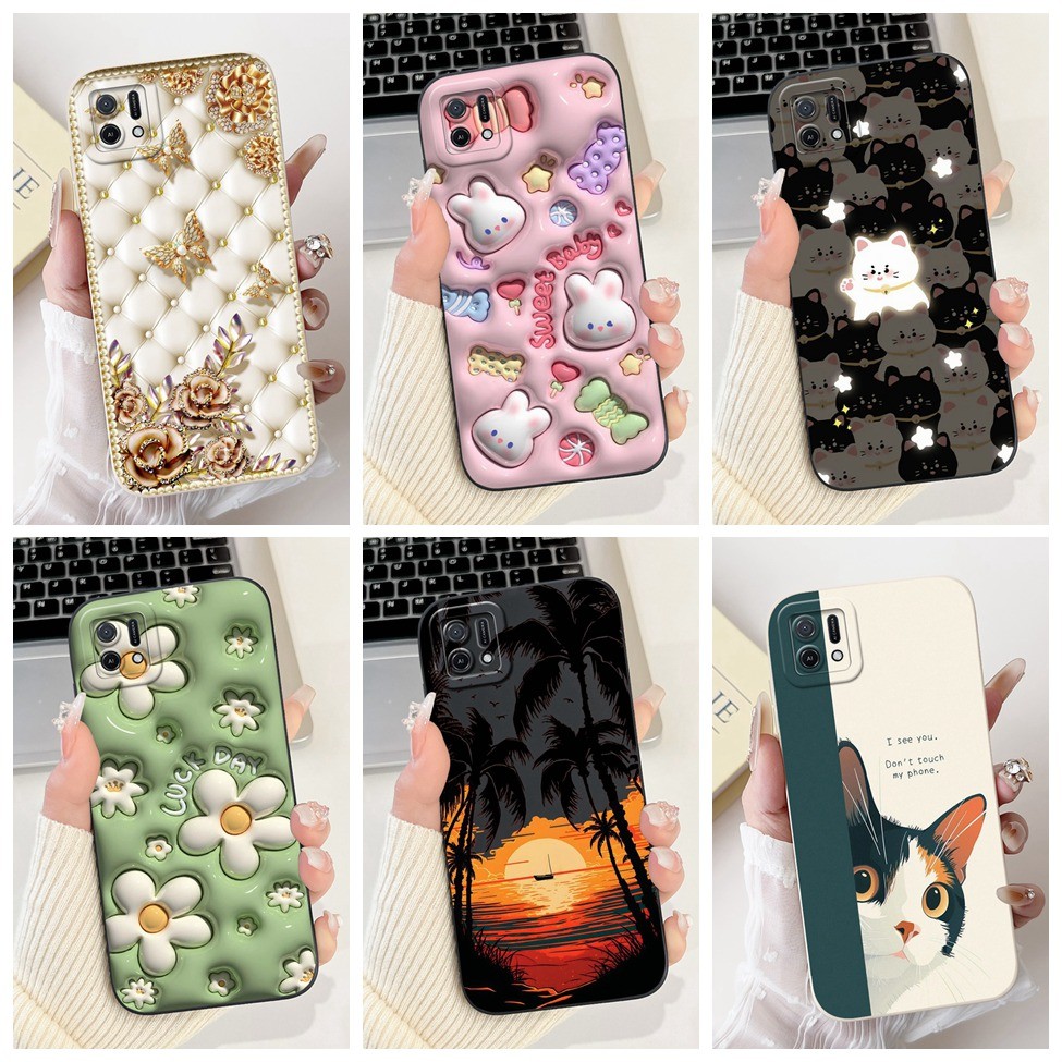 Oppo A16E CPH2421 กรณี A16K CPH2349 ความงามแมวน่ารักแฟชั่นตลกซิลิโคนเคสโทรศัพท์ Oppo A16K ปกหลัง