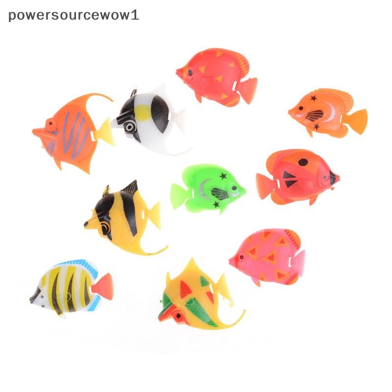 Wow 10 ชิ้นที่มีสีสันน่ารักพลาสติกปลาปลอมขนาดเล็กสําหรับตกแต่งตู้ปลา TH