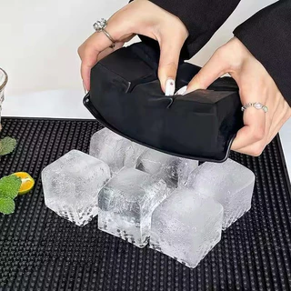 1-3 ชิ้นซิลิโคนถาดน้ําแข็งขนาดใหญ่ - Stackable Square Ice Cube แม่พิมพ์สําหรับวิสกี้ค็อกเทล Bourbon - Easy Release, 4/6/8 กริด
