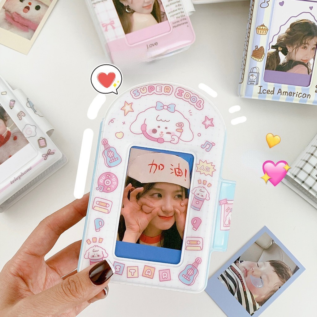 อัลบั้มรูปการ์ตูน 32 ช่อง 3 นิ้ว/2R ที่ใส่บัตรภาพ สมุดสะสมภาพขนาดเล็กรูปลูกสุนัขสุดน่ารัก ที่ใส่บัตรภาพไอดอลเกาหลี