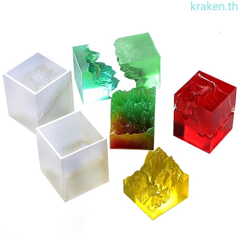 Kra แม่พิมพ์ภูเขาหิมะสองด้านอีพ็อกซี่เรซินแม่พิมพ์ซิลิโคน Micro Landscape Craft