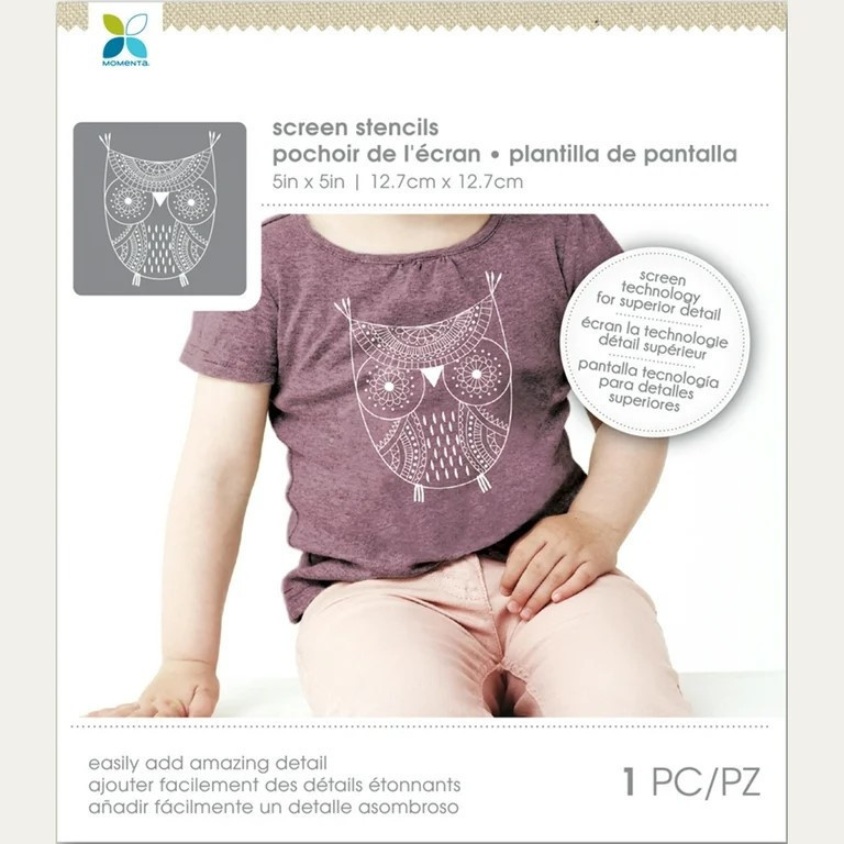 MOMENTA ADHESIVE FABRIC SCREEN STENCIL - OWL