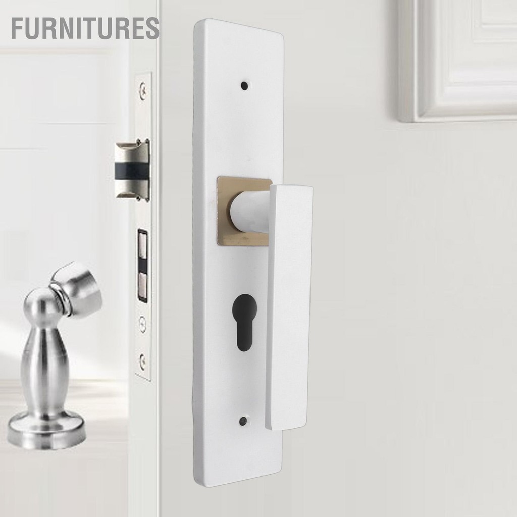 Furnitures คันโยกประตู Lockset ล็อคมือจับประตูชุดคันโยกประตูทางเข้าพร้อมกุญแจสำหรับห้องน้ำห้องนอนสีขาว