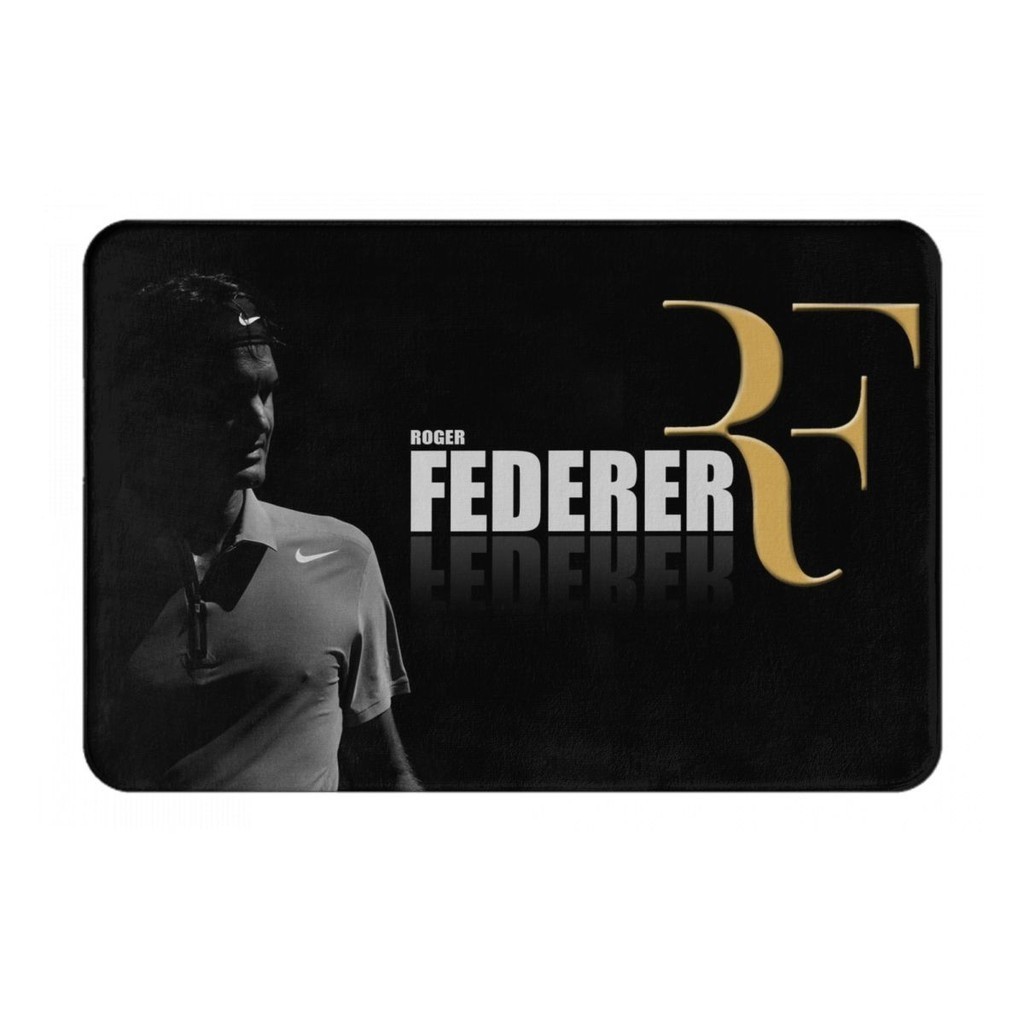 Roger Federer พรมเช็ดเท้า ผ้าสักหลาด กันลื่น ลายโลโก้ RF (2) ดูดซับน้ํา แห้งเร็ว 16x24 นิ้ว สําหรับห้องน้ํา พร้อมส่ง
