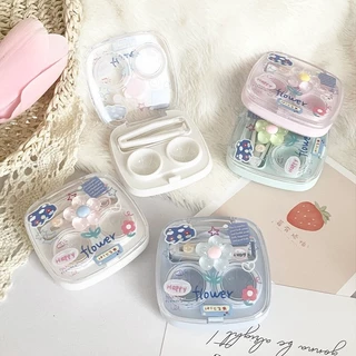 🌼ตลับคอนแทค 🌼เซตเล็ก ดอกไม้ flower Clear box