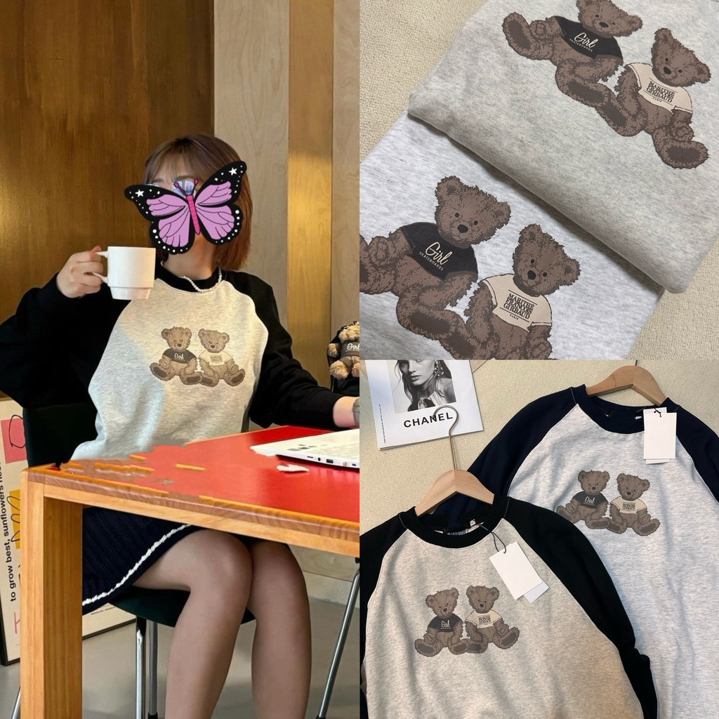 [SR-STUDIO] Marithe เสื้อกันหนาว ผ้าฝ้าย ลายหมี สไตล์เกาหลี