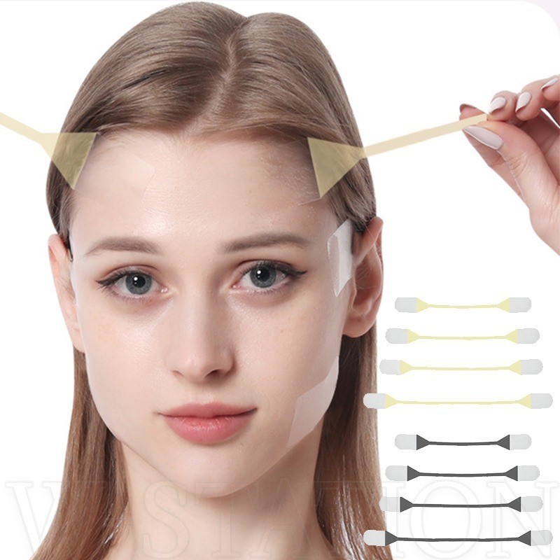 สติกเกอร์ใบหน้า แบบบาง มองไม่เห็น ​แผ่นแปะหน้าเรียว วีเชพ ยกกระชับใบหน้า - เทปกําจัดริ้วรอย ต่อต้านริ้วรอย - สําหรับใบหน้า คอ ตา คางคู่ - เครื่องมือแต่งหน้าเพื่อความงาม