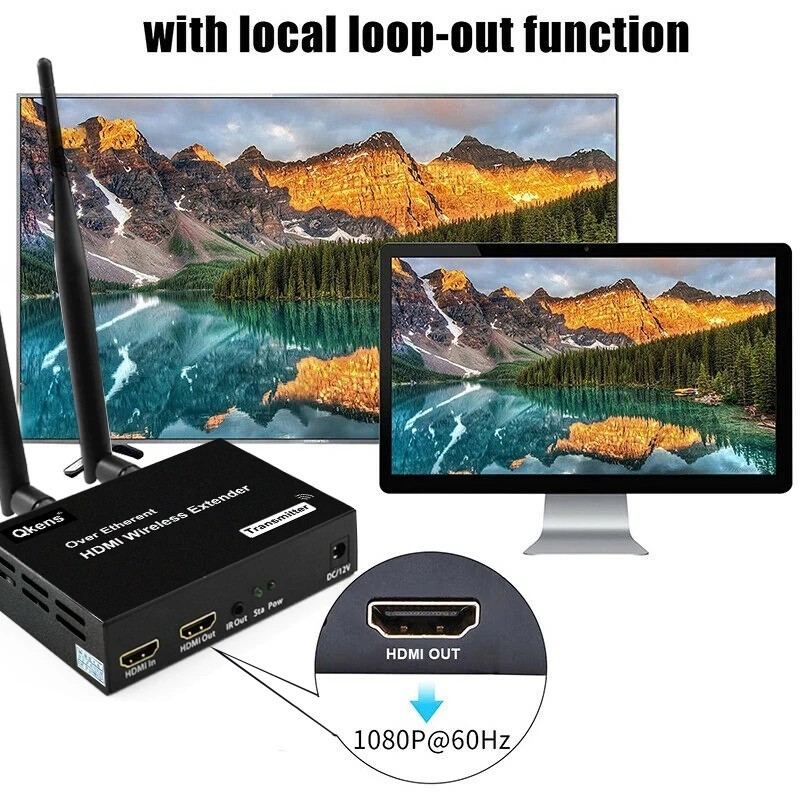 200M Wireless HDMI Extender หน้าจอแชร์จอแสดงผลอะแดปเตอร์ไร้สาย Sender Video Transmitter Receiver Converter สําหรับ PS3 PS4 Xbox DVD STB คอมพิวเตอร์แล็ปท็อป PC To TV Monitor โปรเจคเตอร์
