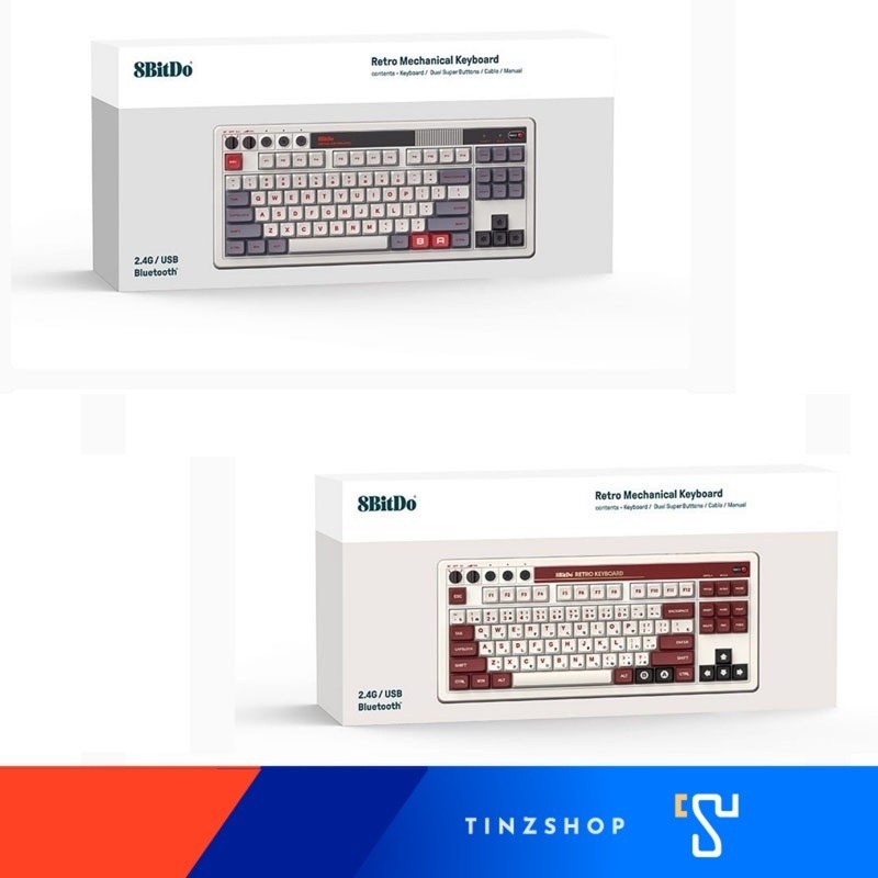 8Bitdo Retro Mechanical Keyboard 85HA01 (Famicom) , (sNES)  Bluetooth/2.4G/USB-C Hot Swappable Gaming Keyboard