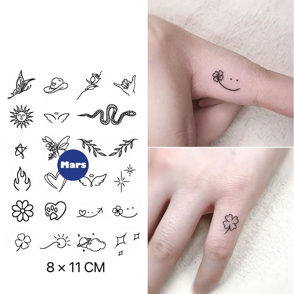 Mars Tattoo NEW Technology Magic: รอยสักชั่วคราว คงทน 2 สัปดาห์ - สติ๊กเกอร์รอยสัก ลายผีเสื้อ ดวงจันทร์ ดาว และอื่นๆ (X157)