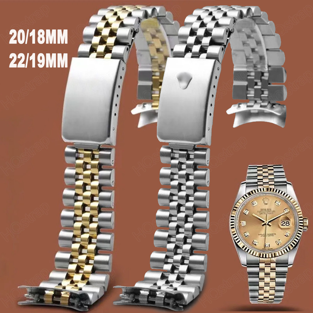 สายนาฬิกาข้อมือ สเตนเลส โลหะ ทรงโค้ง 18/19 มม. 20 มม. 22 มม. สําหรับ Rolex Watchbands