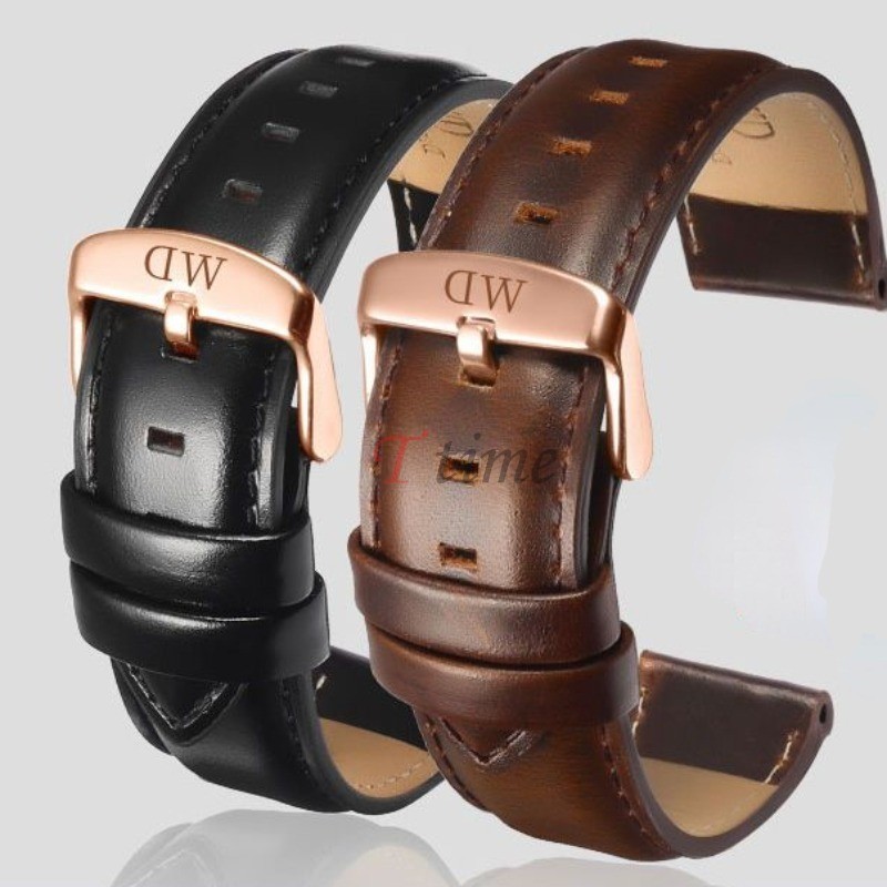 สายรัดหนังแท ้ 12/13/14/16/17/18/19/20/สายนาฬิกาสําหรับDW Vintage Quick Release Cowhideหนังสร ้ อยข ้ อมือนาฬิกาอุปกรณ ์ เสริม