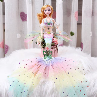 ตุ๊กตานางเงือก Kawaii BJD พร้อมข้อต่อที่สามารถเคลื่อนย้ายได้ ข้อต่อ 3 มิติ 13 ข้อ ขนาด 30 ซม. สำหรับตกแต่งบ้านตุ๊กตา