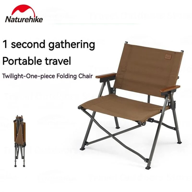 Naturehike เก้าอี้พับกลางแจ้ง เก้าอี้ชายหาดอลูมิเนียม ตั้งแคมป์ปิกนิกแบบพกพาเปิดแบริ่งอย่างรวดเร็ว 120kg เก้าอี้พับ